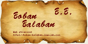 Boban Balaban vizit kartica